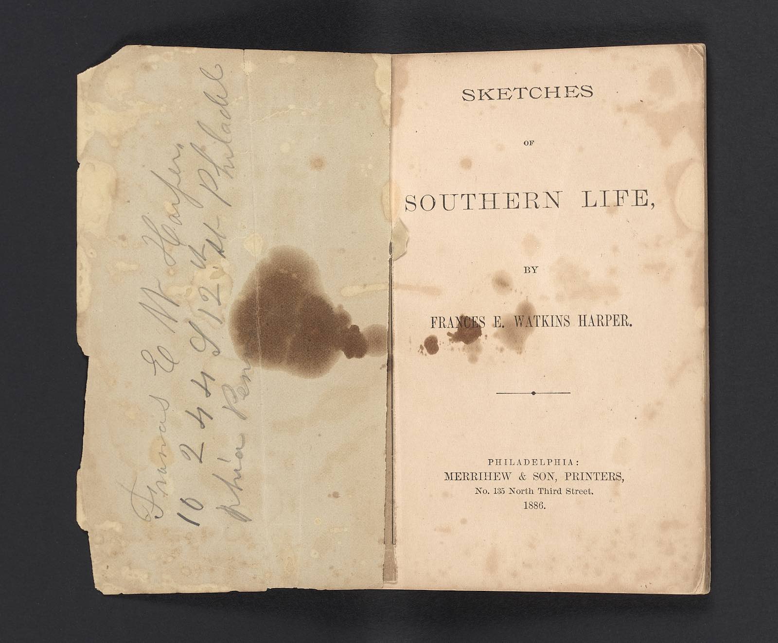 Frances Ellen Watkins Harper (1825–1911), Sketches of Southern Life. Philadelphia: Merrihew &amp; Son, 1886.