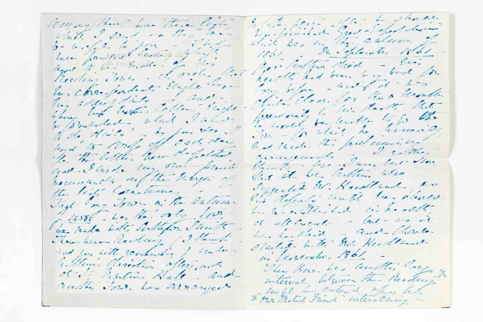 One of Hogarth's letters with details of Dickens's reading tours, dates, and locations