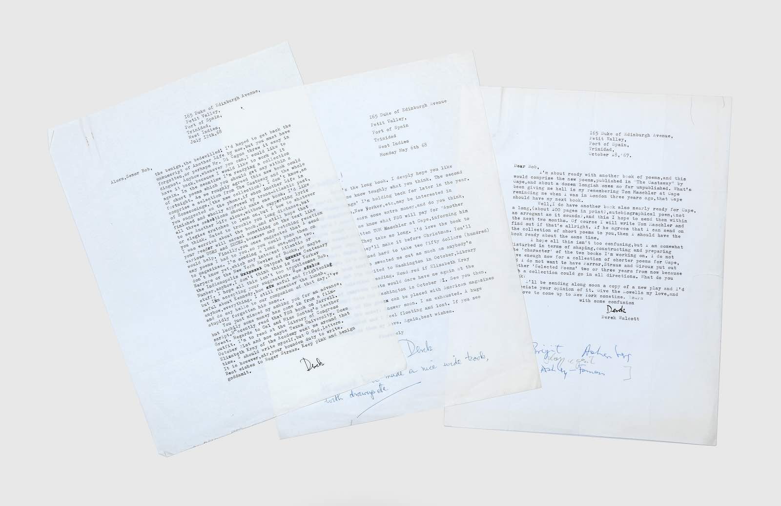 Three unpublished letters from Derek Walcott