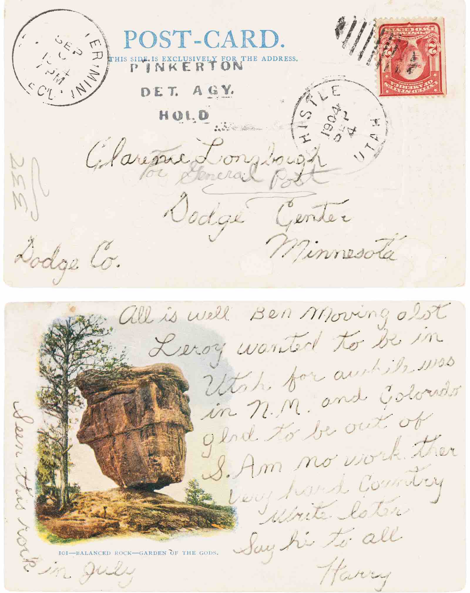 Harry Longabaugh (&quot;Sundance Kid&quot;) signed postcard