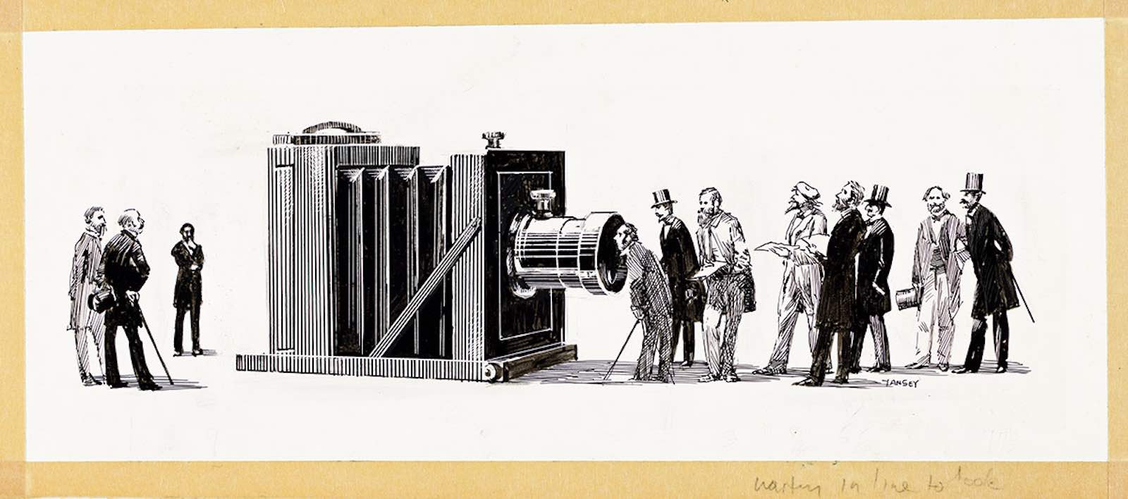 Mark Tansey, Waiting in Line to Look, pen and ink, The Photographic Art Market, Auction Price Results for 1980-81 (New York: Falk-Leeds International, Inc., 1981), 1980. Estimate $20,000 to $30,000.