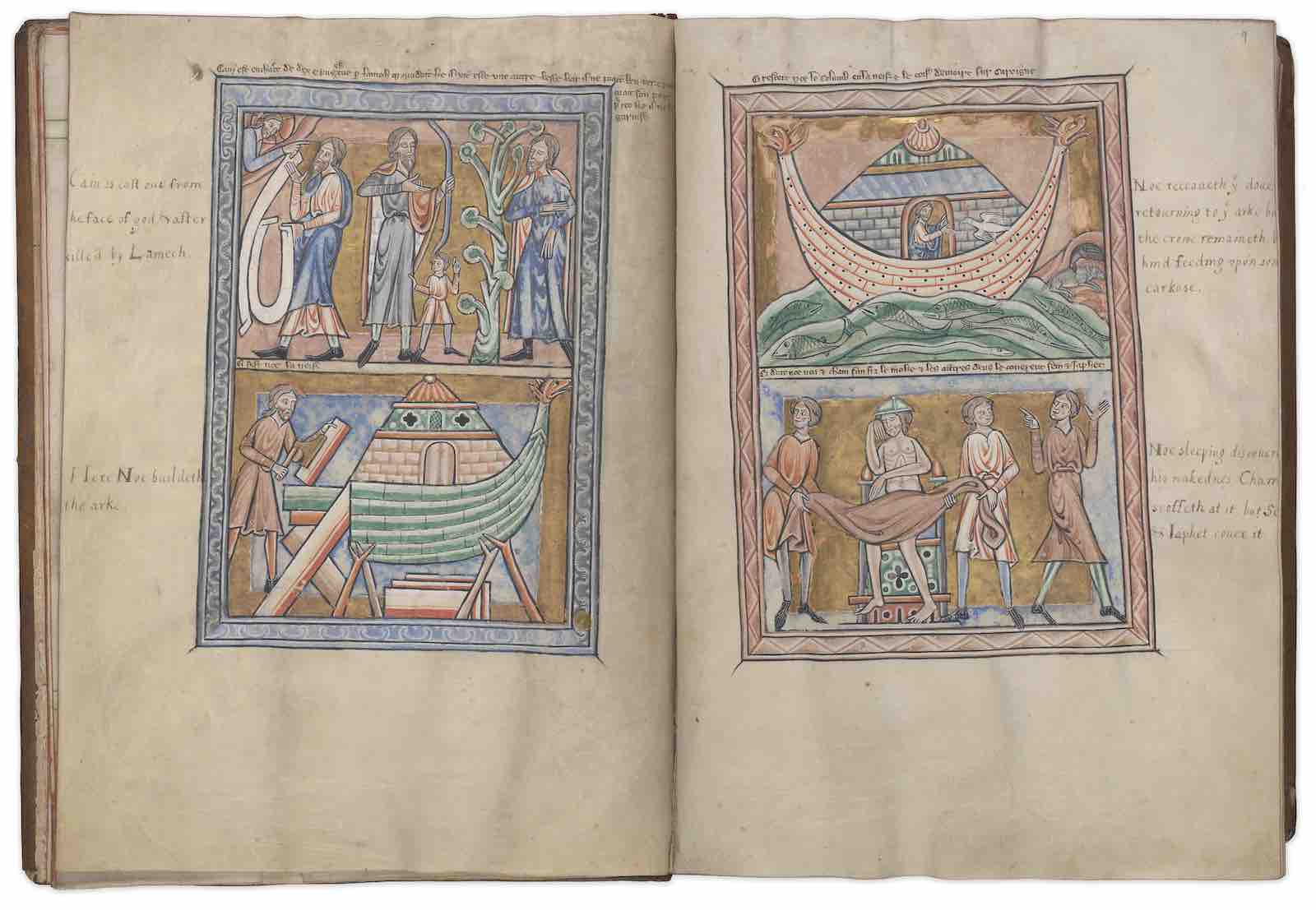 Old Testament scenes (Noah), Huntingfield Psalter, England, Oxford, ca. 1212-1220