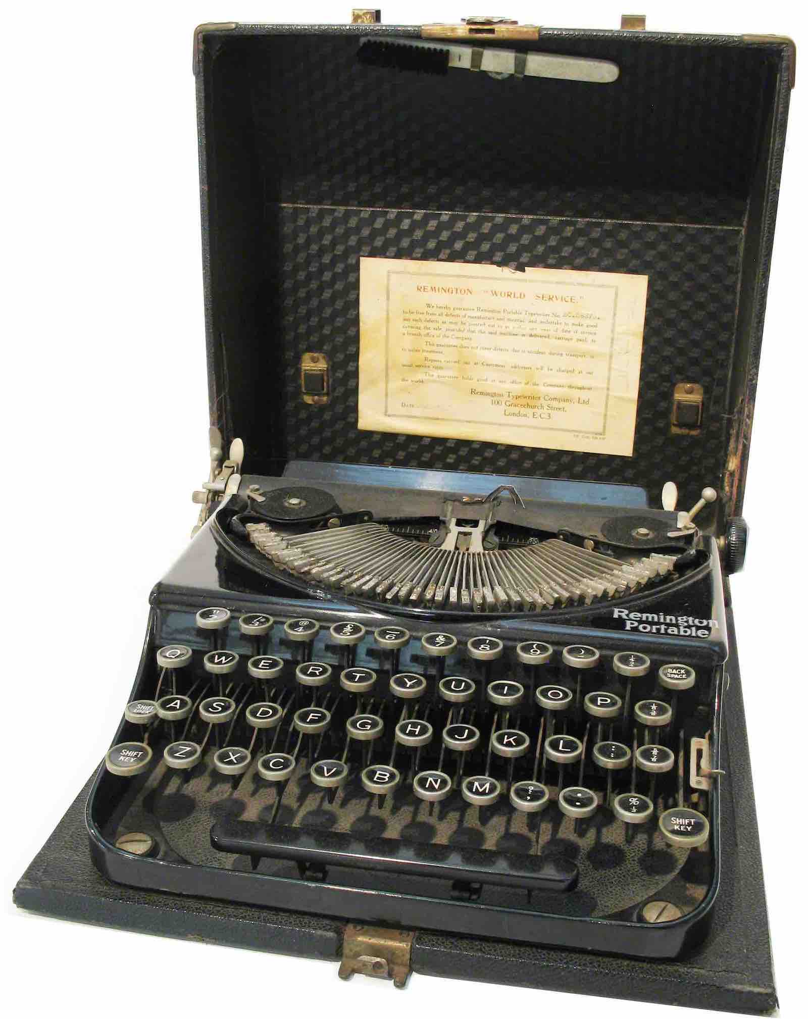 Agatha Christie’s Remington typewriter from 1937.