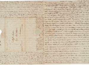 Two pages from a Jane Austen manuscript letter.