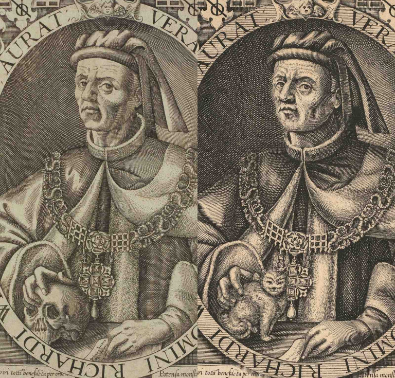 Richard 'Dick' Whittington (with cat) by Renold Elstracke, early 17th century