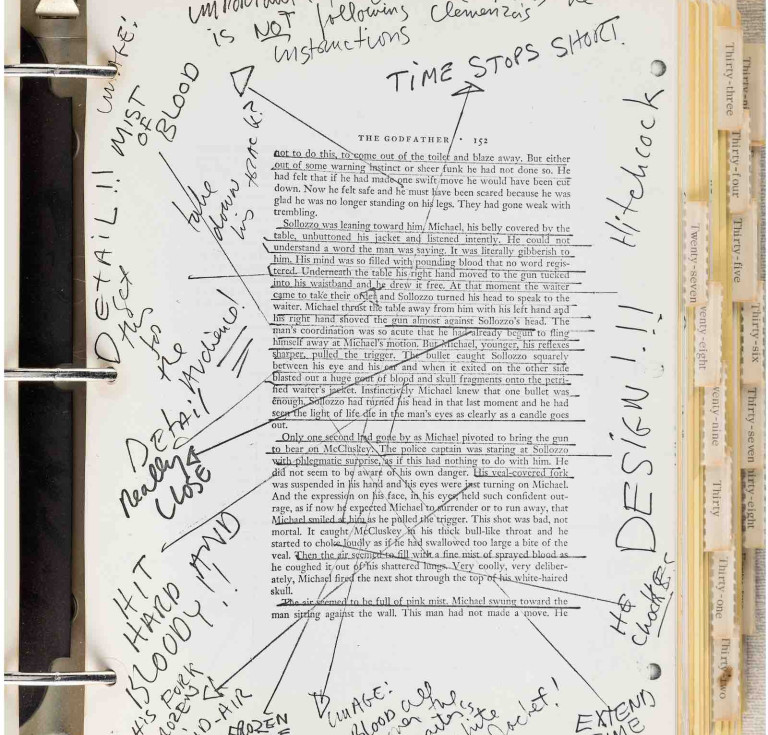 Inside page of Francis Ford Coppola’s The Godfather Notebook